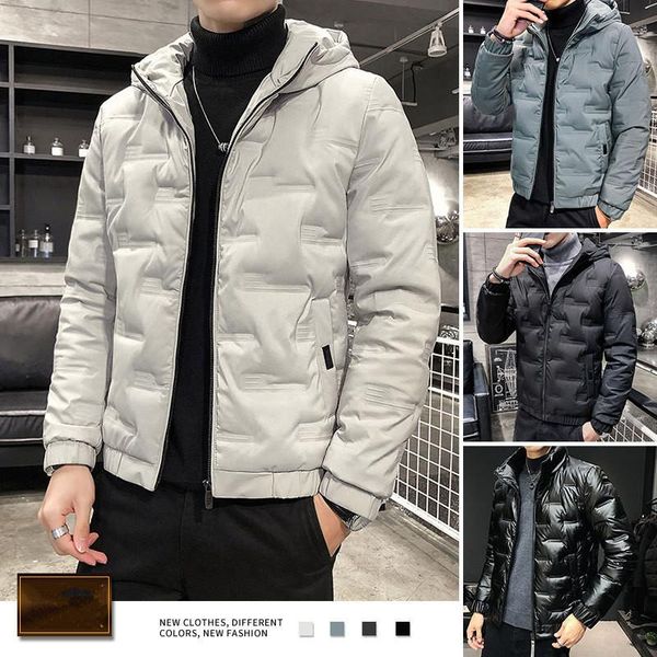 

hooded down jacket men 2020 winter men's white duck down jacket coat casual thick warm overcoat winter parkas men streetwear, Black