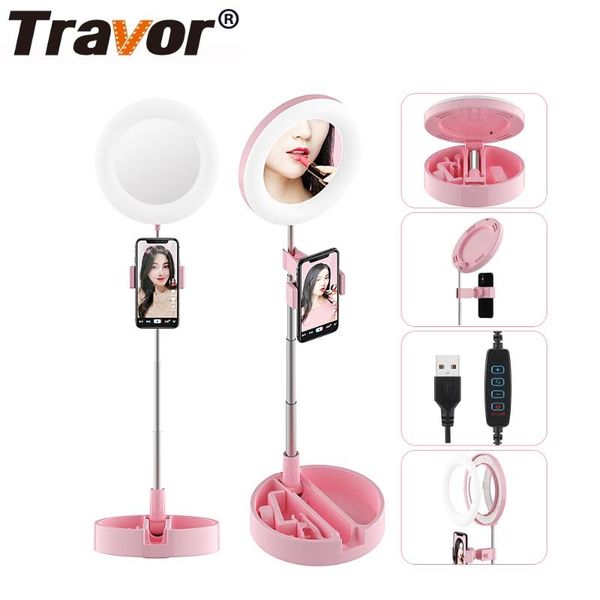 

travor кольца лампа 6 дюймов держатель wiht зеркала для макияжа моностручок телефона дроссельного сеого кольцо света для освещения photograo