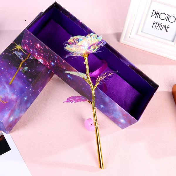 

24k crystal foil gift box colorful gold rose nude flower wedding festival