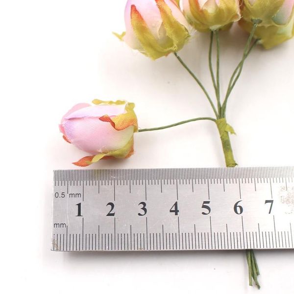

6pcs/lot artificial flower silk rose tea buds bouquet for wedding home decoration diy craft gift wreath scrapbooking acc jlljtc
