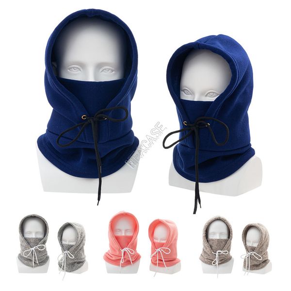 

winter warm parent-child crochet hats adults kids windproof outdoor skiing hoods caps ear face protection knitted hat collar d102801, Yellow