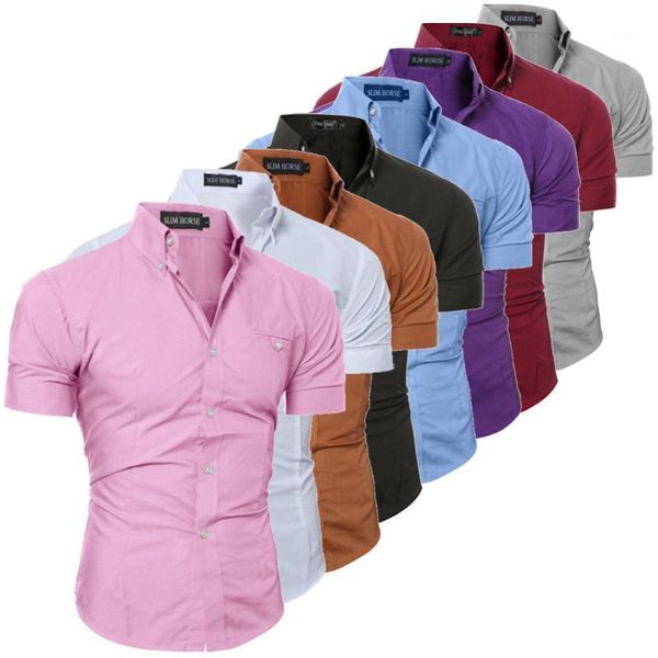 

2020 new fashion luxury men's slim fit shirt short sleeve stylish formal casual tee shirt, White;black