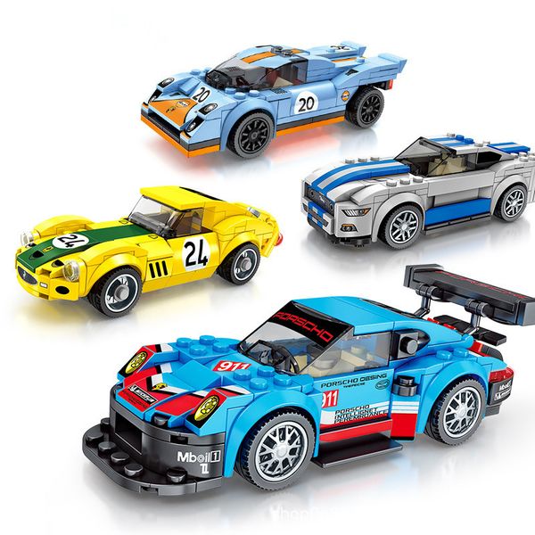 

small particle building block racing kid puzzle assembly sports car model toy both boy and girl
