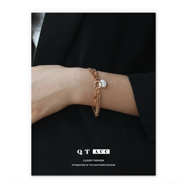 

lio4t retention gold high simple ins color pure and with bracelet natural pearl bracelet natural pearl zjnxw, Golden;silver