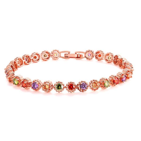 

link, chain moonrocy cz bracelets colourful crystal rose gold color bohemia party jewelry wholesale drop for women girls gift, Black