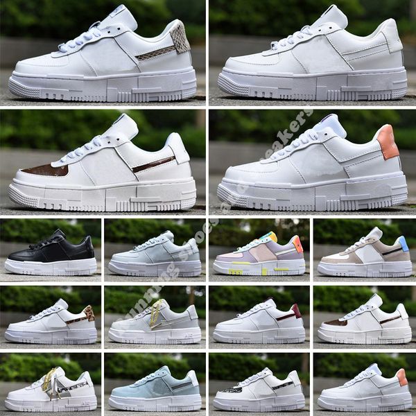 

2022 low 1 pixel gold chain mens running shoes toon squad velcro patches sketch pack zig zag platform sticker rose stitching men women train