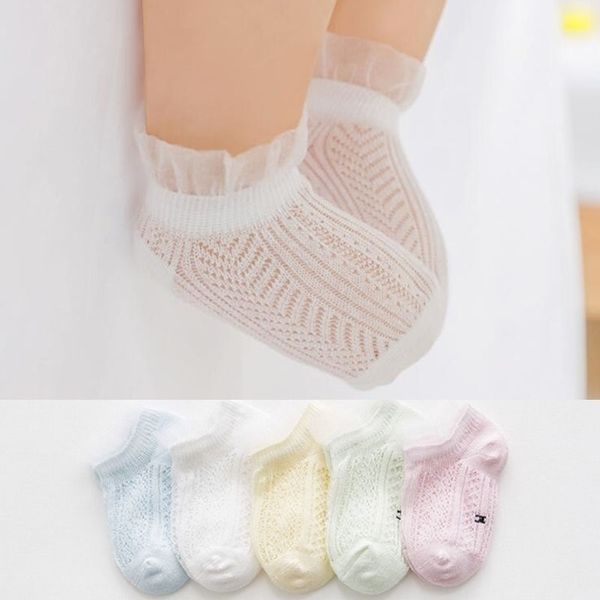 

5 pairs/lot spring summer new thin mesh baby socks lovely lace flower princess girl socks girls socks 1-3 years sokken y201009, Pink;yellow