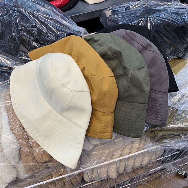 

women's personality korean bucket spring new 2020 pure color fisherman's female student's casual hat trend, Blue;gray