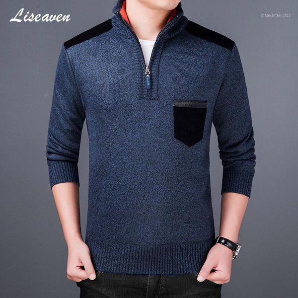 

men's sweaters liseaven men 2021 thick fleece sweater turtleneck winter mens pullovers slim fit jumpers knitwear pull homme sweaters1, White;black
