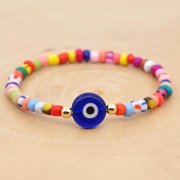 

charm bracelets go2boho pulseras mujer moda 2021 bracelet for women blue evil eye bohemian rainbow summer beach colorful jewelry1, Golden;silver