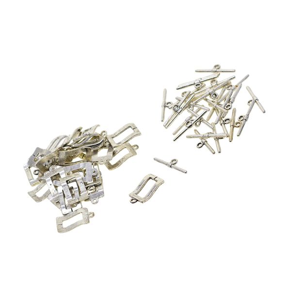 

30sets rectangle ot toggle clasps antique silver clasp connector jewelry diy, White