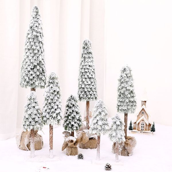 

christmas flocking christmas tree decoration supplies simulation cedar tree creative deskdecorations small holiday scene dressed up