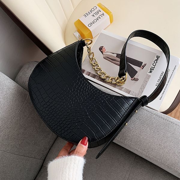 

designer- crocodile pattern pu leather saddle bags for women handbags and purses female summer travel crossbody shoulder bag