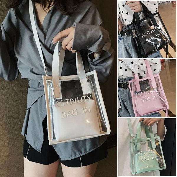 

clear tote bag crystal pvc transparent bags women fashion handbag shoulder beach