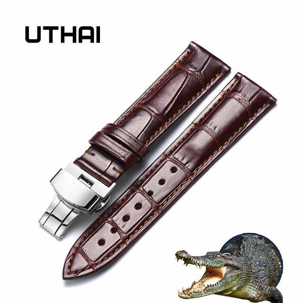 

uthai z05 двухместный клик крикул crocodile кожаный ремешок 14.11.204.06.206.209/22 / 24 мм мужские женские ремешка uthaiz z05 wmtktr lotery, Black;brown