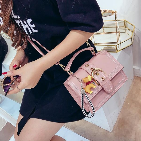 

summer new pu women's bag decoration stylish dog pendant messenger bag