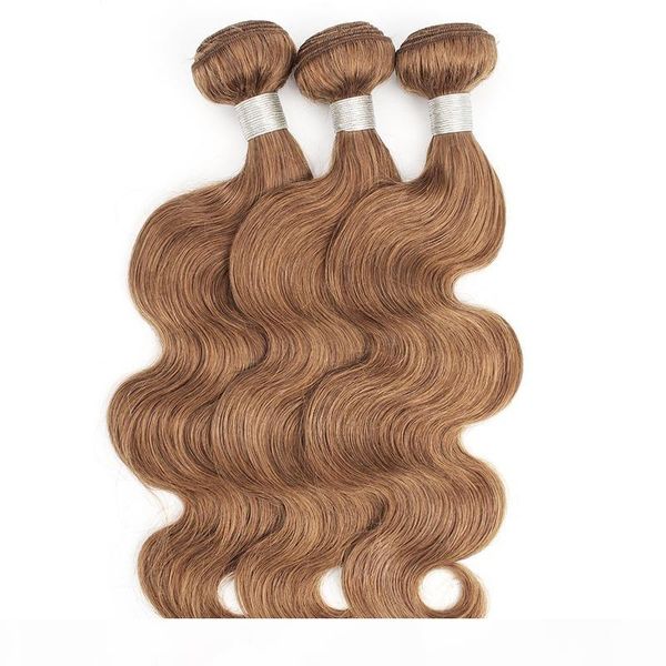 

color #30 hair bundles medium auburn 16 to 24 inch pre-colored body wave non remy brazilian human hair extension