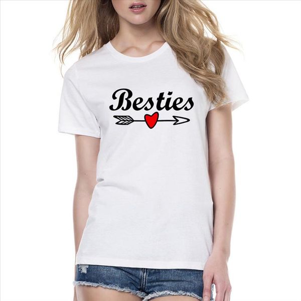 

es casual letter printed friend t shirt bff sister women girls lovers couples tee shirt femme clothes, White