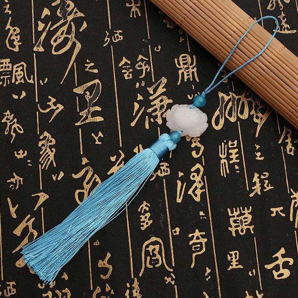 

10pcs lot 12cm white jade lotus flower tassel silk fringe sewing tassel trim decorative key tassels for curtain home decoration h bbycqa
