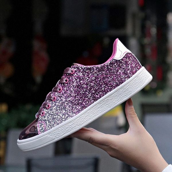 

fashion sequins woman sneakers women walking shoes flats anti-slip outdoor girl zapatos mujer round toe shiny vulcanize shoes #ws04