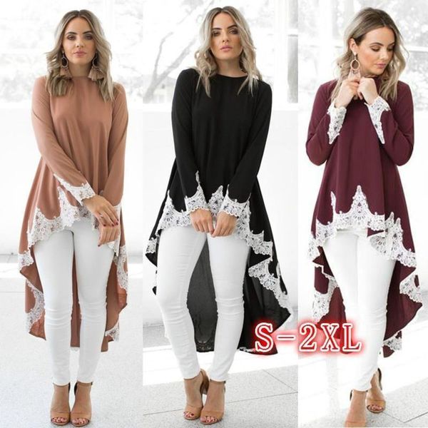 

lace long sleeve dress with irregular stitching, Black;gray