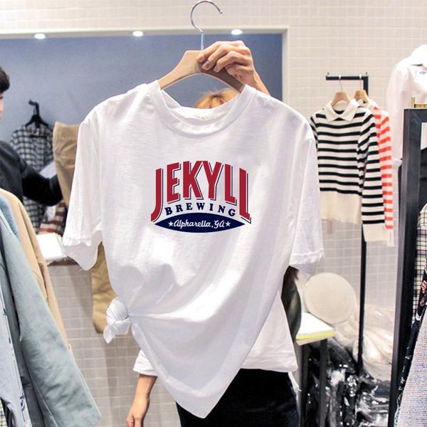 

285 # новых летние чистая красная корейская версия супер горячее пальто футболка верхней cec короткого рукав женщин универсальны странные фу, White