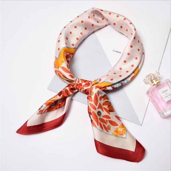 

scarves fashion silk scarf 70x70cm florals dots printed women shawl satin small squares headbands bag decorative neck ties, Blue;gray
