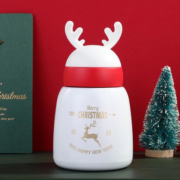 

new}christmas santa claus elk double wall insualted thermos kids 10oz cartoon vacuum flasks water bottle dhd2365