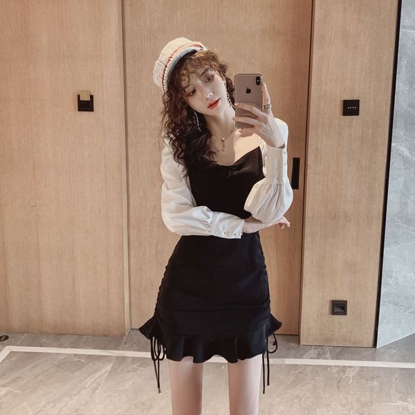

ecv50 high-coldness women's clothing autumn dress mature yujie light skirt style 2020 popular mature temperament short fishtail bottomi, Black;gray