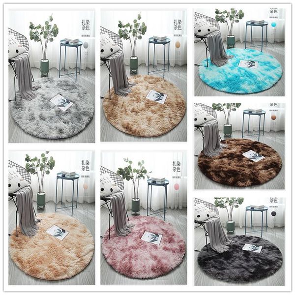 

modern gradient round tie dyeing plush soft carpets for living room bathroom anti-slip floor mats bedroom carpet rugs a002a1