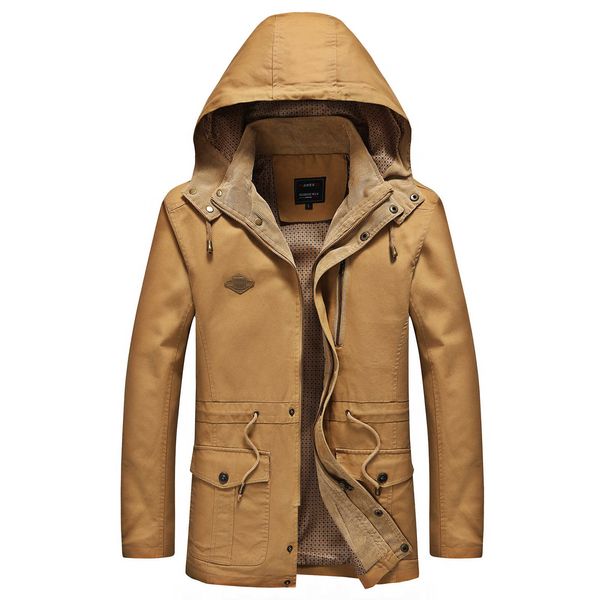 

new large windbreaker korean leisure medium length men's cotton coat 801, Tan;black