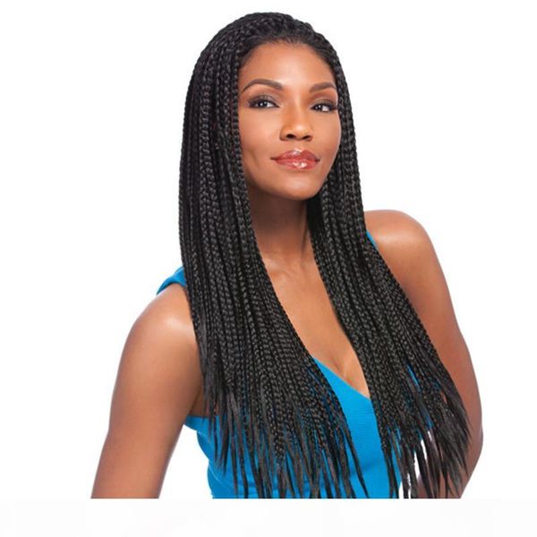 

sell braided lace front wigs 22inch black curly synthetic 3x box braids wigs 300gram crochet braids black synthetic wigs for black women