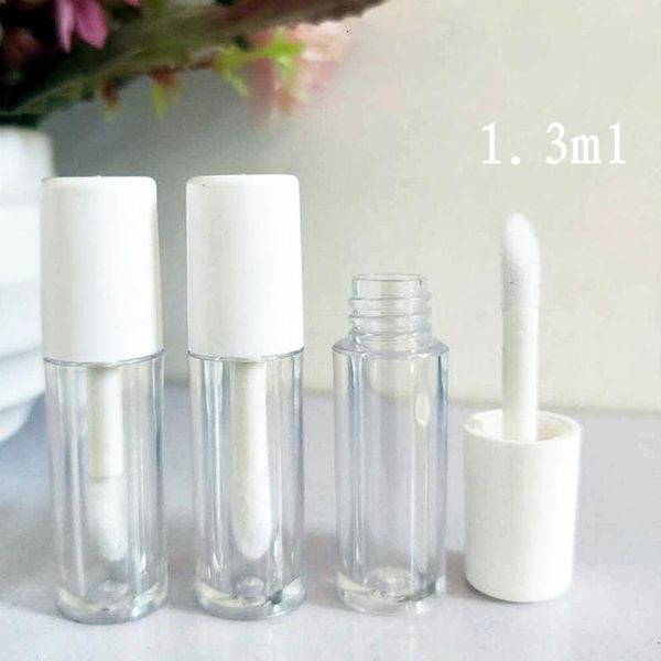 

packing bottles 10 pieces 1.3ml empty transparent pe lip gloss tubes container lipstick mini sample cosmetic with gold cap