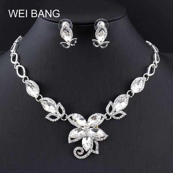 

earrings & necklace weibang 2021 fashion jewelry set for women accessories exquisite craftsmanship flower and sets wholesale, Silver