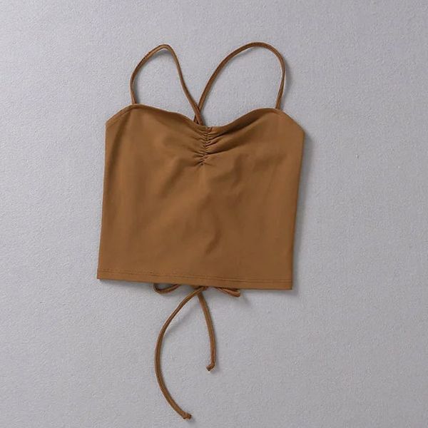 

2021 new summer without background tank stripes very women short spaghetti belts halter kind of thin a little elastic tissue vy1u, White