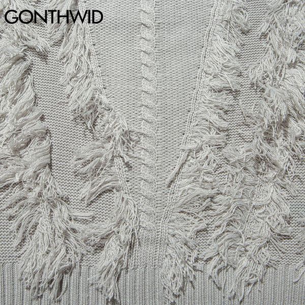 

гондидвидские свитеры streetwear вязаные бахромы сплошные цветные свитеры сплошные котлеты хип-хоп harajuku мода повседневная пуловер трикот, White;black