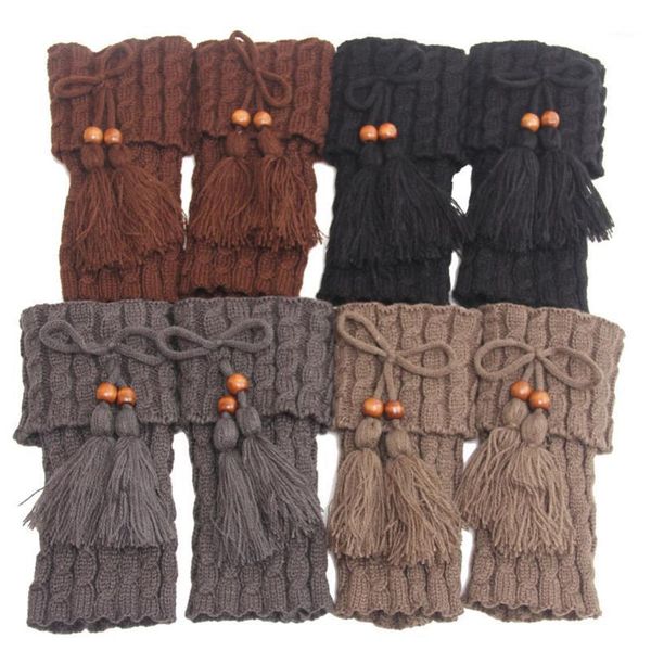 

1 pair knitted women crochet boot cuffs leg warmer fashion woman boho boots socks lady winter boot1, Black;white