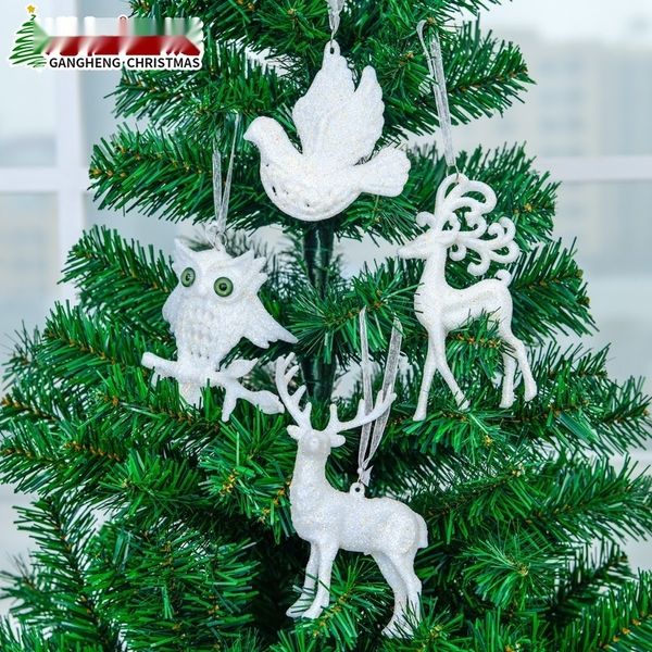 

qixot and christmas decorative new white elk star sticky pendant pendant door gangheng window sticky christmas tree powder snm0z