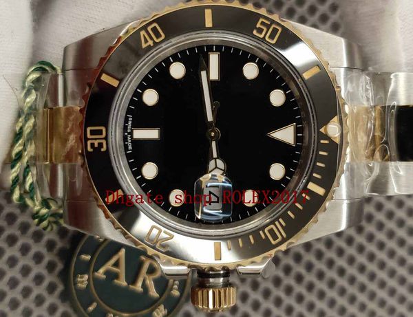 

men's ar factory 904l stainless 40mm 16613 v3 edition two tone 18k yellow gold thick plated watch ceramic bezel automatic movement watc, Slivery;brown