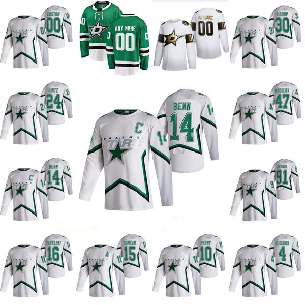 

dallas stars 2021 blackout third uniform tyler seguin jamie benn kiviranta miro heiskanen john klingberg alexander radulov hockey jersey, Black;red