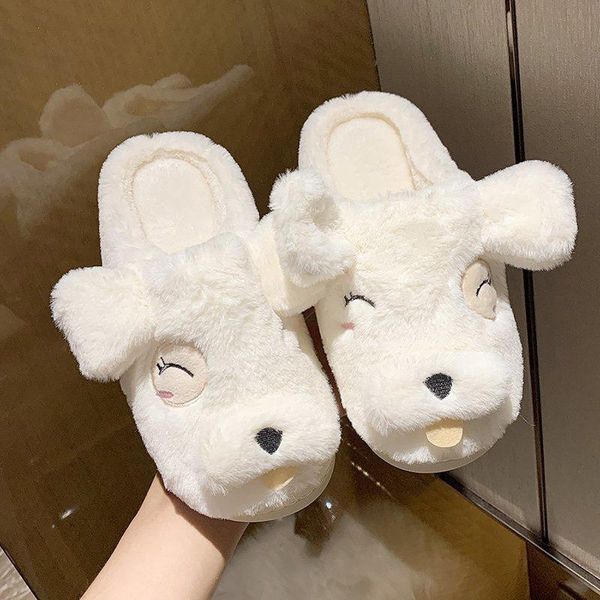 

flock home slippers women's luxury slides shoes woman 2020 winter footwear cover toe pantofle fur flip flops massage designer, Black