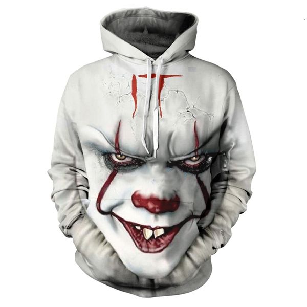 

for horror sweatshirt it and clown 3d men printed hoodie women freddie jason movie pullover hip-hop casual oversized, Black