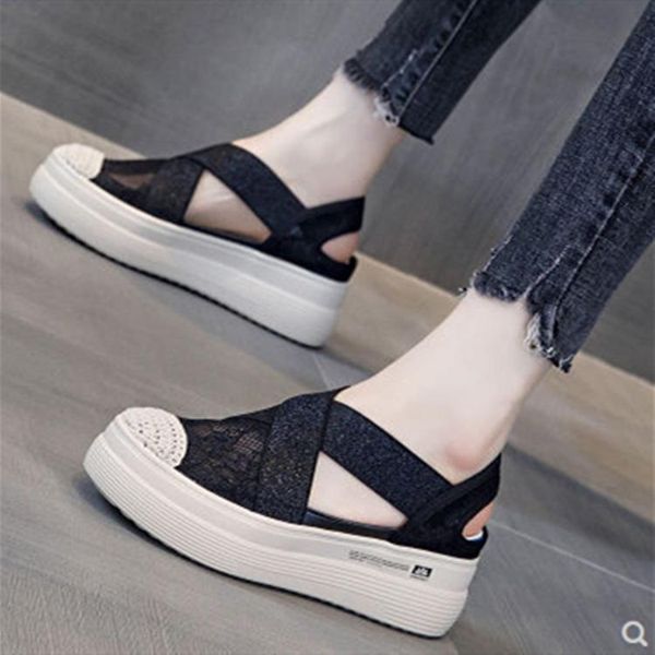 

baotou sandals female summer 2021 new fairy style ins tide net red thick-soled increase lazy fisherman shoes casual shoes, Black