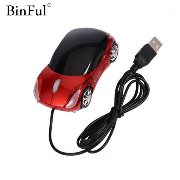 Мыши бинфул 1600DPI Mini Car Shape Shape USB Оптическая проводная мышь Инновационные 2 фар для настольного компьютерного ноутбука.