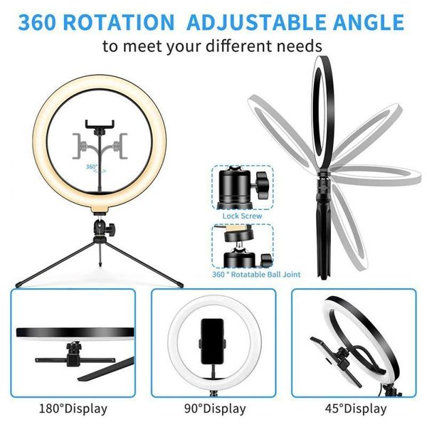 

lamp led light with tripod ring selfie video pgraphy lighting for you tube phone holder