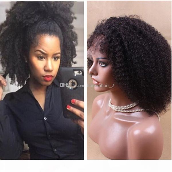 

afro kinky фронта шнурка человеческих волос парики малазийский virgin человеческих волос полный парик шнурка боб straight шнурка человечески, Black;brown