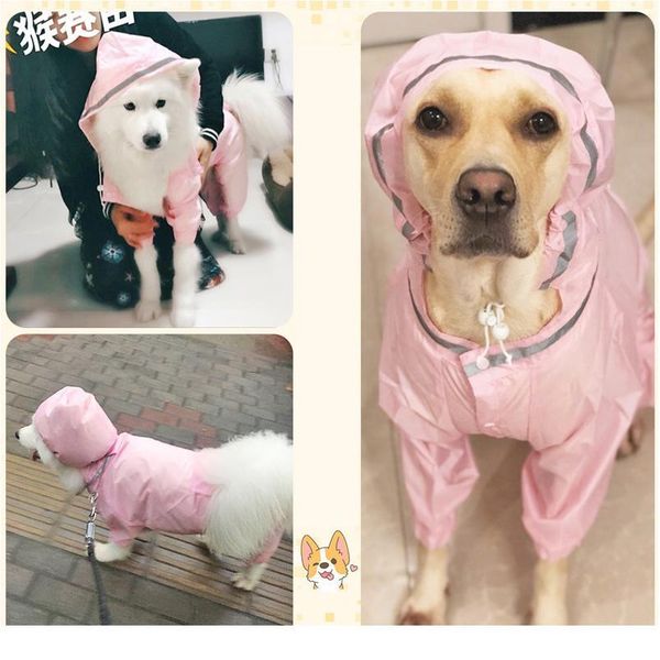 

pet large dog raincoat waterproof clothes for big dogs jumpsuit rain coat hooded overalls cloak labrador golden r bbyiwr