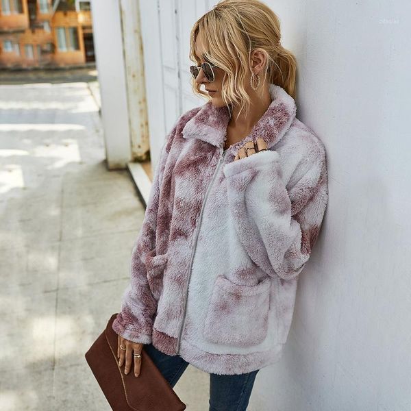 

women's fur & faux jacket for women winter warm outwear overcoats thick female coat lapel fluffy 2021 turn-down collar d301, Black