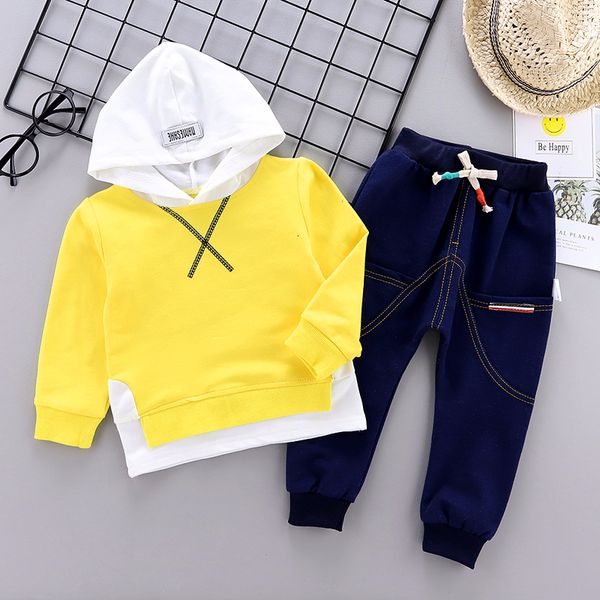 

2020 autumn children boys girls clothing sets leisure letter cotton hooded long sleeve t shirts pants costume kids clothes lj201203, White