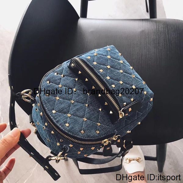 

both luxurious2019 shoulders mini- woman cowboy backpack rivet diamond lattice package small real student a bag